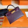 H Factory Bags mini kelly touch Epsom & Shiny crocodile N5 Gallon purple Gold Hardware 19cm Full Handmade
