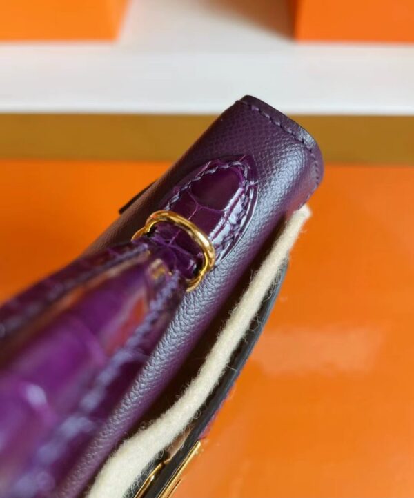 mmexport1715940726563-851x1024-1 H Factory Bags mini kelly touch Epsom & Shiny crocodile N5 Gallon purple Gold Hardware 19cm Full Handmade