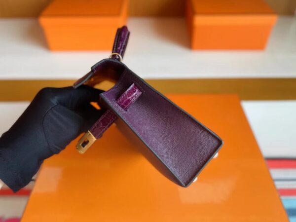 mmexport1715940733288-1024x768-1 H Factory Bags mini kelly touch Epsom & Shiny crocodile N5 Gallon purple Gold Hardware 19cm Full Handmade