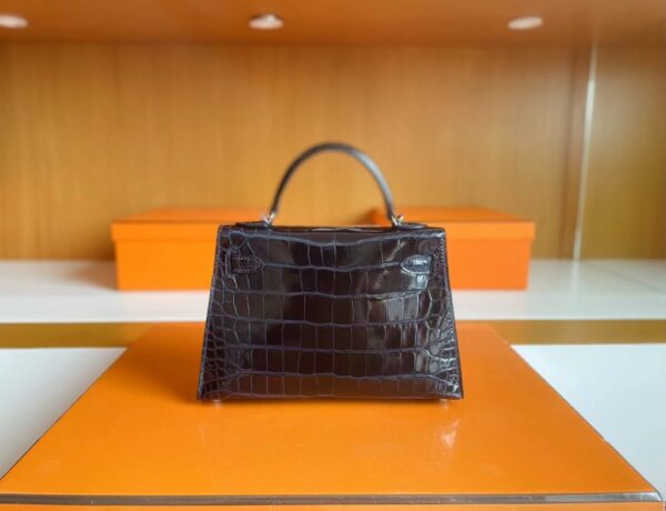 mmexport1715940747553-1024x785-1 H Factory Bags mini kelly Shiny Niloticus crocodile Deep Blue Silver Hardware 19cm Full Handmade