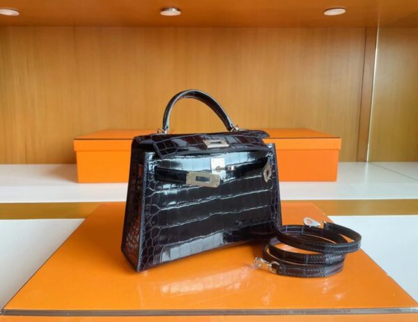 mmexport1715940755128-1024x788-1 H Factory Bags mini kelly Shiny Niloticus crocodile Deep Blue Silver Hardware 19cm Full Handmade