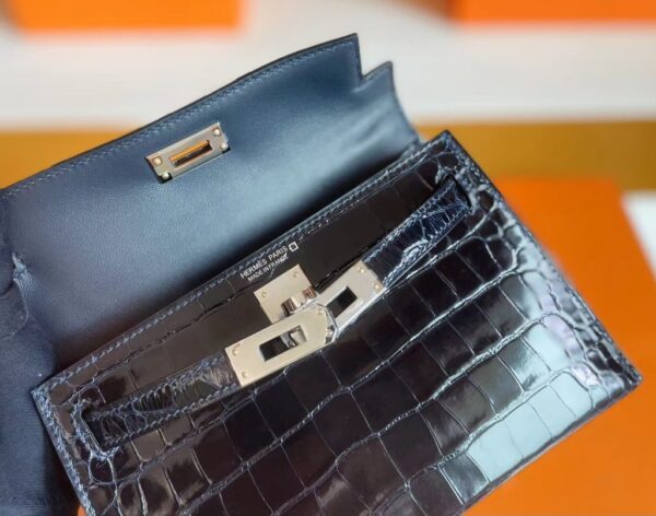mmexport1715940760274-1024x805-1 H Factory Bags mini kelly Shiny Niloticus crocodile Deep Blue Silver Hardware 19cm Full Handmade