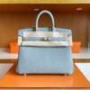 H Factory Bags Birkin Togo J7 Linen blue Silver Hardware 25cm Full Handmade