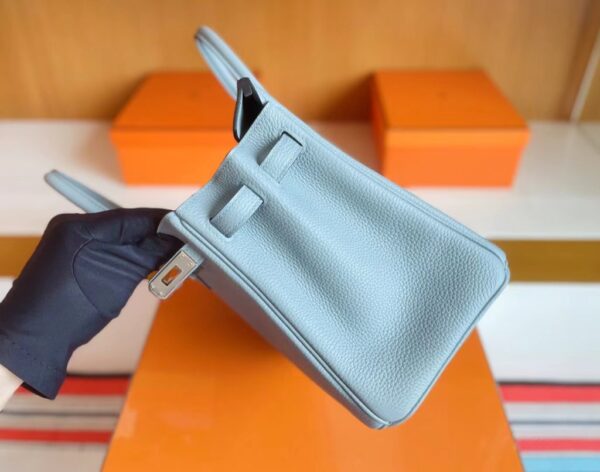 H Factory Bags Birkin Togo J7 Linen blue Silver Hardware 25cm Full Handmade