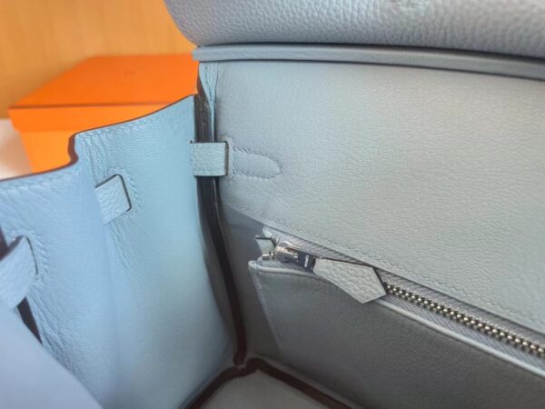 H Factory Bags Birkin Togo J7 Linen blue Silver Hardware 25cm Full Handmade