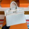 H Factory Bags Birkin Togo M4 creamy Gray Silver Hardware 25cm Full Handmade