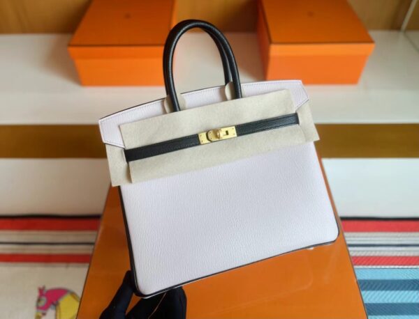 mmexport1716000298191-1024x781-1 H Factory Bags Birkin Chevre Light Pink & Black Gold Hardware 25cm Full Handmade