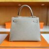 H Factory Bags Kelly Epsom M8 Light Gray Silver Hardware 25cm Full Handmade