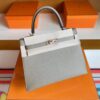 H Factory Bags Kelly Epsom M8 Light Gray Silver Hardware 25cm Full Handmade