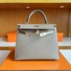 H Factory Bags Kelly Epsom M8 Light Gray Silver Hardware 25cm Full Handmade
