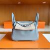 H Factory Bags mini Lindy Evercolor J7 Linen blue Silver Hardware 19cm Full Handmade