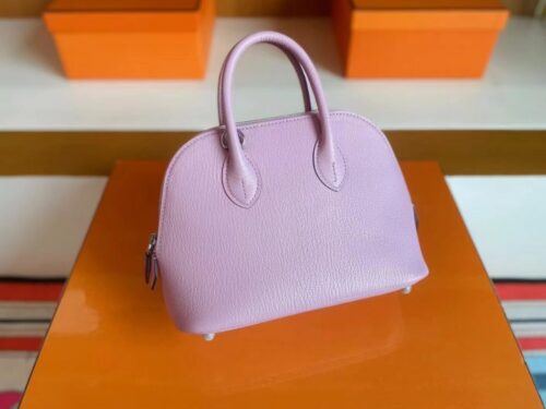 H Factory Bags mini Bolide Chevre x9 mallow purple Silver Hardware 18cm Full Handmade