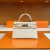 H Factory Bags mini Kelly Epsom Cream White Silver Hardware 19cm Full Handmade