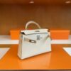 H Factory Bags mini Kelly Epsom Cream White Silver Hardware 19cm Full Handmade