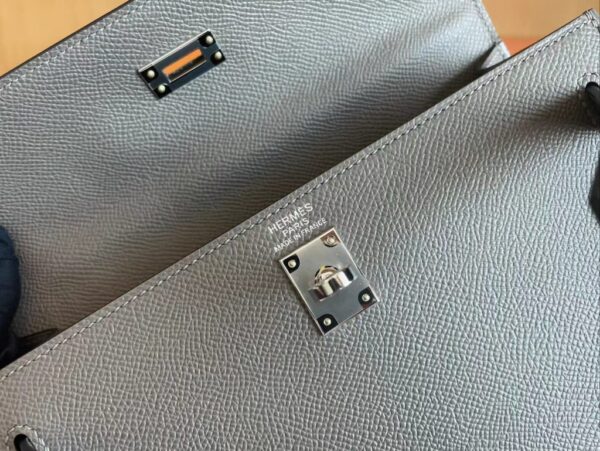 H Factory Kelly Epsom 8F Tinware grey Silver Hardware 25cm Full Handmade