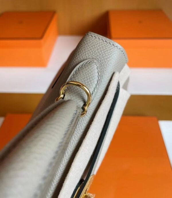 H Factory Bags Kelly Epsom M8 Light Gray Gold Hardware 25cm Full Handmade