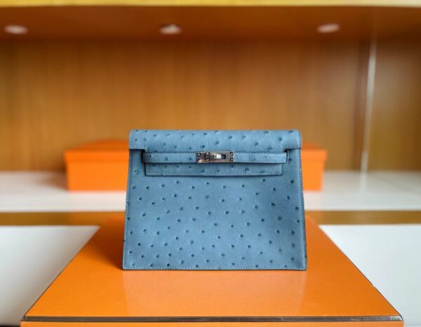 mmexport1717837740027-1024x795-1 H Factory Bags Kelly Dance Ostrich ck75 New Denim blue Silver Hardware 22cm Full Handmade