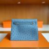 H Factory Bags Kelly Dance Ostrich ck75 New Denim blue Silver Hardware 22cm Full Handmade
