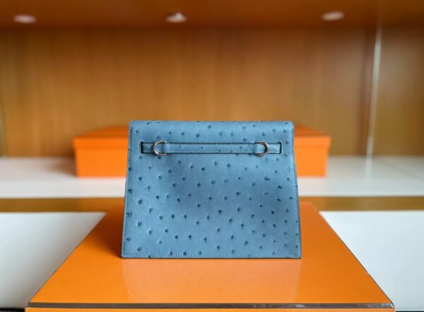 mmexport1717837741451-1024x755-1 H Factory Bags Kelly Dance Ostrich ck75 New Denim blue Silver Hardware 22cm Full Handmade
