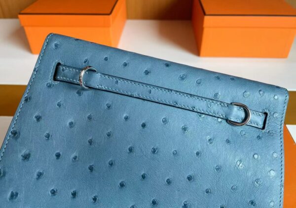 mmexport1717837745972-1024x721-1 H Factory Bags Kelly Dance Ostrich ck75 New Denim blue Silver Hardware 22cm Full Handmade