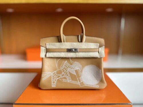 H Factory Bags Birkin swift Khaki Brown Silver Hardware 25cm Full Handmade