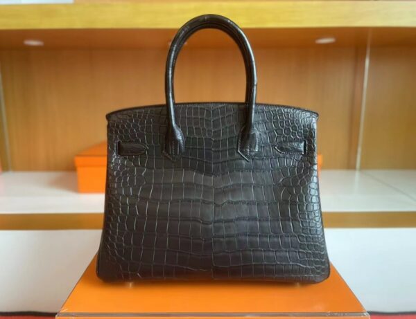 H Factory Bags Birkin Matte Porosus crocodile Black Gold Hardware 30cm Full Handmade