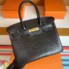 H Factory Bags Birkin Matte Porosus crocodile Black Gold Hardware 30cm Full Handmade