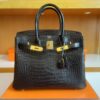 H Factory Bags Birkin Matte Porosus crocodile Black Gold Hardware 30cm Full Handmade