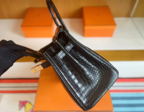 H Factory Bags Birkin Matte Porosus crocodile Black Gold Hardware 30cm Full Handmade