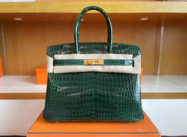 mmexport1718554718542-1024x750-1 H Factory Bags Birkin Shiny Porosus crocodile 6Q Emerald green Gold Hardware 30cm Full Handmade