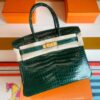 H Factory Bags Birkin Shiny Porosus crocodile 6Q Emerald green Gold Hardware 30cm Full Handmade