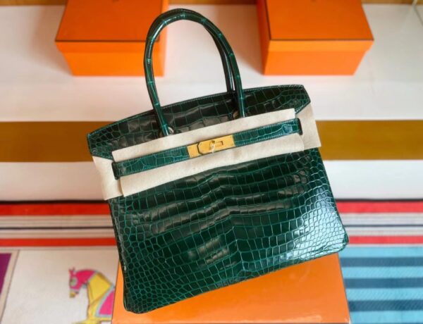 mmexport1718554721192-1024x785-1 H Factory Bags Birkin Shiny Porosus crocodile 6Q Emerald green Gold Hardware 30cm Full Handmade