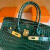 H Factory Bags Birkin Shiny Porosus crocodile 6Q Emerald green Gold Hardware 30cm Full Handmade
