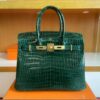 H Factory Bags Birkin Shiny Porosus crocodile 6Q Emerald green Gold Hardware 30cm Full Handmade