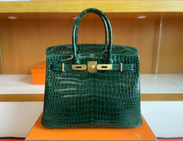 mmexport1718554727702-1024x787-1 H Factory Bags Birkin Shiny Porosus crocodile 6Q Emerald green Gold Hardware 30cm Full Handmade