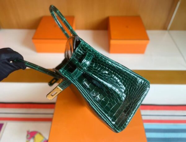 mmexport1718554731258-1024x781-1 H Factory Bags Birkin Shiny Porosus crocodile 6Q Emerald green Gold Hardware 30cm Full Handmade