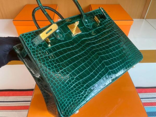 mmexport1718554733185-1024x767-1 H Factory Bags Birkin Shiny Porosus crocodile 6Q Emerald green Gold Hardware 30cm Full Handmade