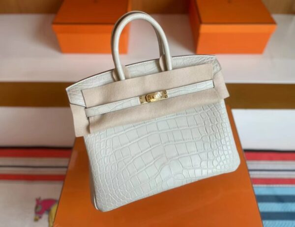 mmexport1718554753974-1024x789-1 H Factory Bags Birkin matte alligator crocodile 8L Ice White Gold Hardware 25cm Full Handmade