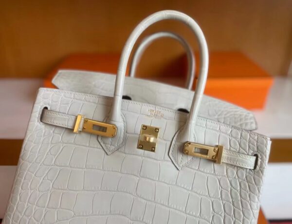 mmexport1718554756997-1024x788-1 H Factory Bags Birkin matte alligator crocodile 8L Ice White Gold Hardware 25cm Full Handmade