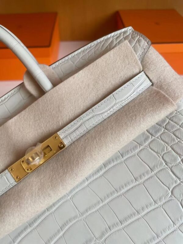 mmexport1718554758459-768x1024-1 H Factory Bags Birkin matte alligator crocodile 8L Ice White Gold Hardware 25cm Full Handmade