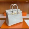 H Factory Bags Birkin matte alligator crocodile 8L Ice White Gold Hardware 25cm Full Handmade