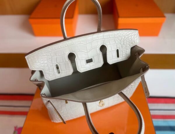 mmexport1718554763075-1024x785-1 H Factory Bags Birkin matte alligator crocodile 8L Ice White Gold Hardware 25cm Full Handmade