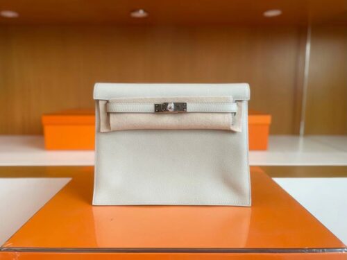 H Factory Bags Kelly dance Evercolor CK80 Pearly grey Silver Hardware 22cm Full Handmade