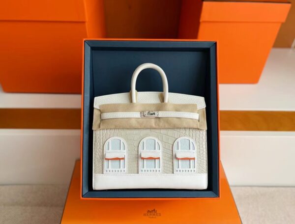 mmexport1722655102300-1024x779-1 H Factory Bags Birkin little house Togo & crocodile White Silver Hardware 20cm Full Handmade