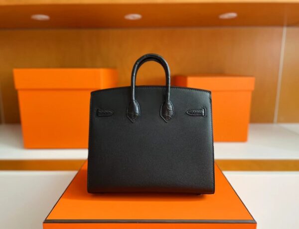 mmexport1722655140636-1024x784-1 H Factory Bags Birkin little house Togo & crocodile Black Silver Hardware 20cm Full Handmade