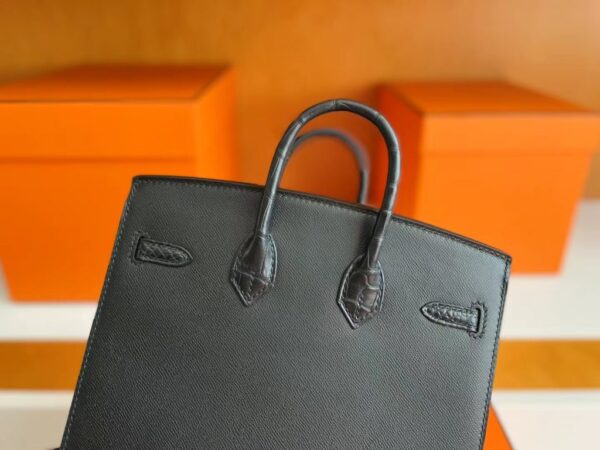 mmexport1722655149359-1024x768-1 H Factory Bags Birkin little house Togo & crocodile Black Silver Hardware 20cm Full Handmade