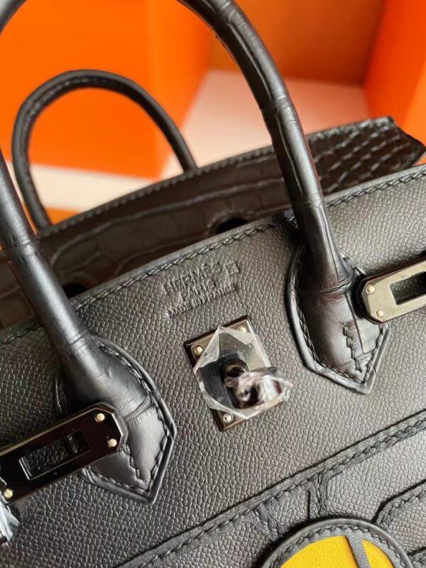 mmexport1722655151243-768x1024-1 H Factory Bags Birkin little house Togo & crocodile Black Silver Hardware 20cm Full Handmade