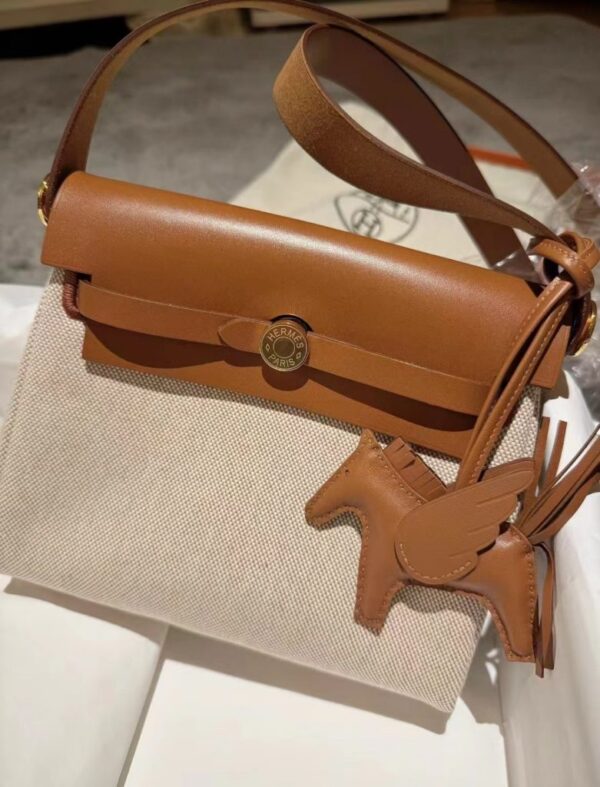 mmexport1739266173263-781x1024-1 H Factory Bags Mini herbag Canvas & Swift Rice White & Brown Gold Hardware 20cm Full Handmade