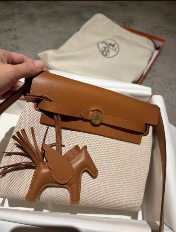 mmexport1739266175094-778x1024-1 H Factory Bags Mini herbag Canvas & Swift Rice White & Brown Gold Hardware 20cm Full Handmade