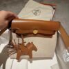H Factory Bags Mini herbag Canvas & Swift Rice White & Brown Gold Hardware 20cm Full Handmade